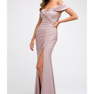 Off Shoulder Leg Slit Mermaid Dress JT245